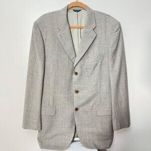 Zanella Mens Wool Blazer Jacket Made‎ In Italy Size 42L Light Gray